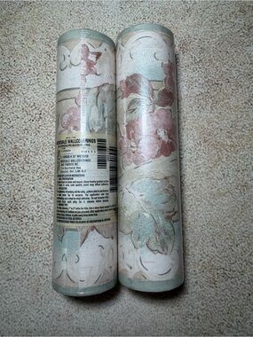 Vintage Rosedale Floral Wallpaper Border Roll in Soft Mint and Dusty Rose